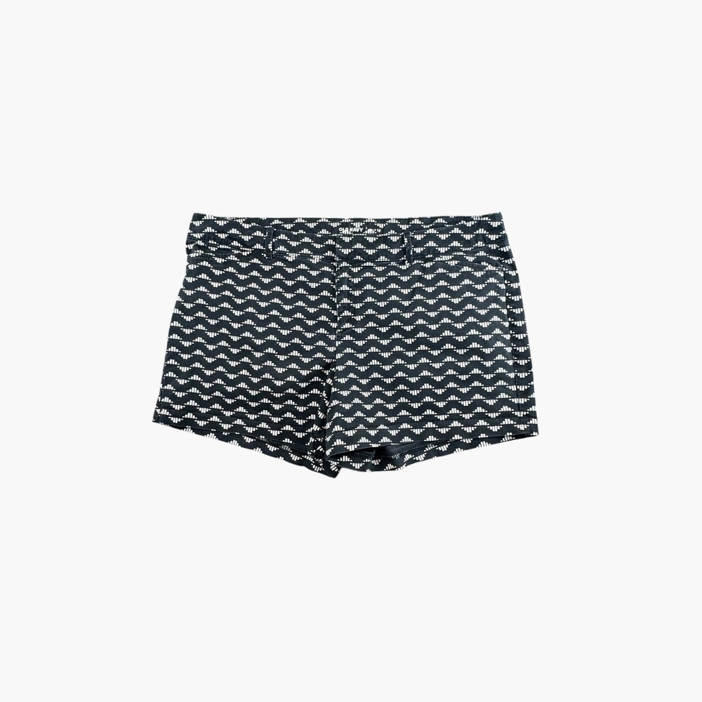 Old Navy Pixie Shorts Size 16 Black White Geometric Print Chino Stretch Summer